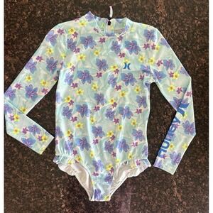 Hurley UPF 50+ Girls Floral One Piece Swimsuit Large - Excellent Condition
